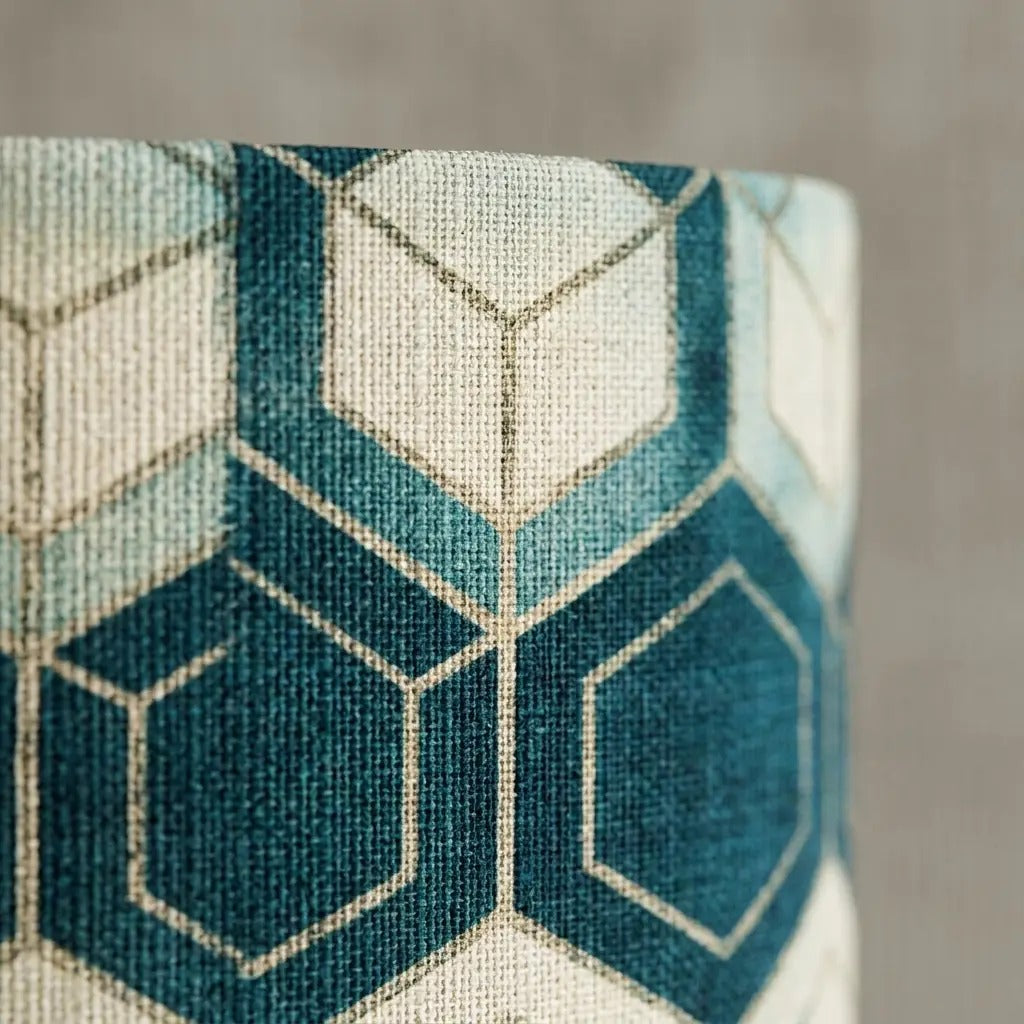 GeoLumi | Elegant Geometric Pattern Table Lamp with Brass Metal Base