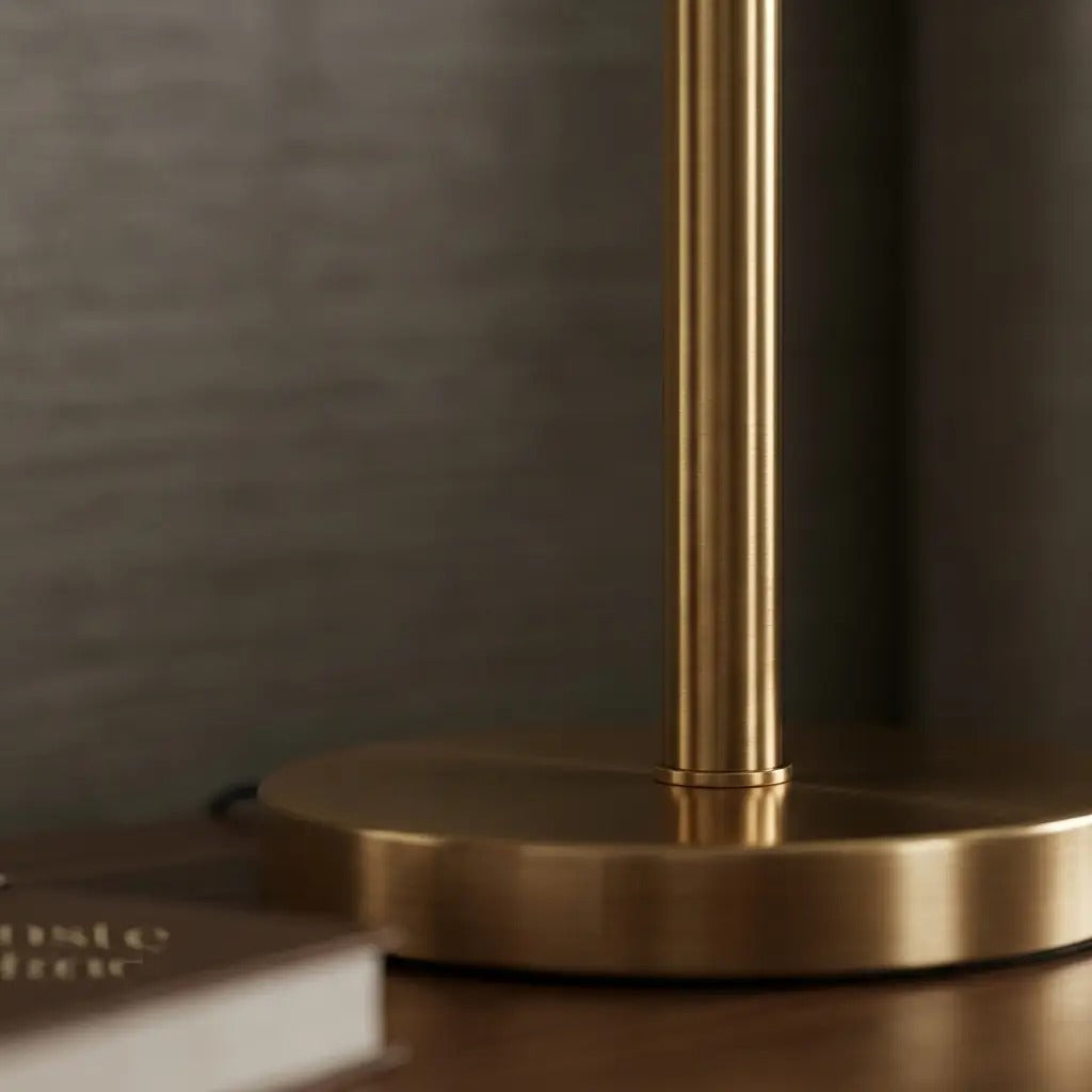 GeoLumi | Elegant Geometric Pattern Table Lamp with Brass Metal Base
