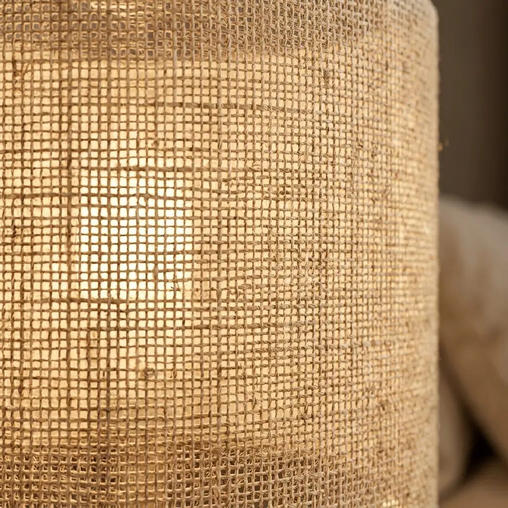 LinenGlow | Elegant Natural Fabric Table Lamp with Brass Base & Cylindrical Shade