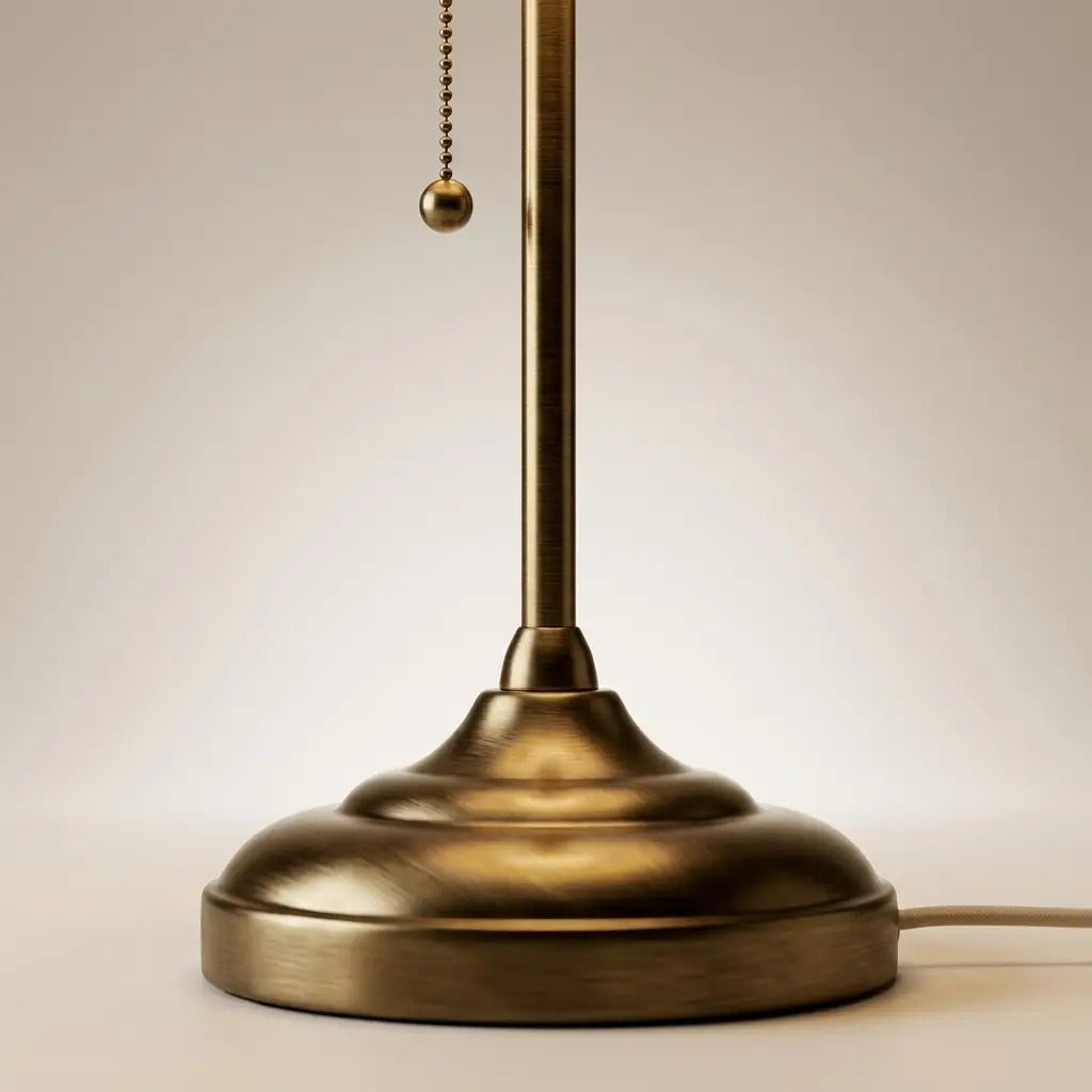 LumiGold | Brushed Brass Table Lamp with Elegant Pleated Fabric Shade